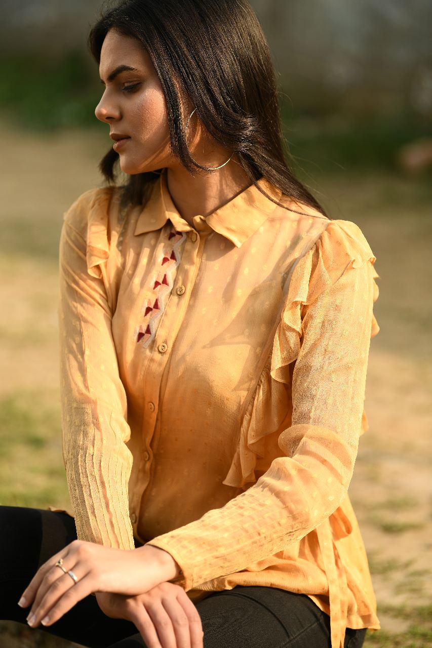 HAND EMBROIDERY FRILL TOP